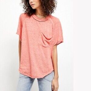 Free People Women's Kyoto Round Neck T-Shirt Top Orange